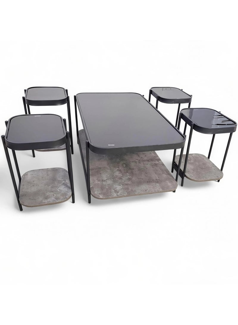 Concent 5-piece Dorn service table set, with glass top transparent - Image 1